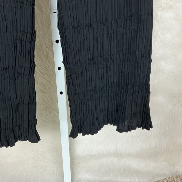 Babette SF Black Micro Pleat Straight Leg Minimalist Pants M - Picture 2 of 6